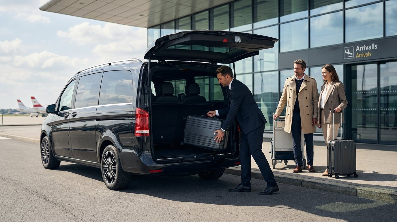 Flughafen Wien Außenbereich – Airport Transfer mit Gepäck