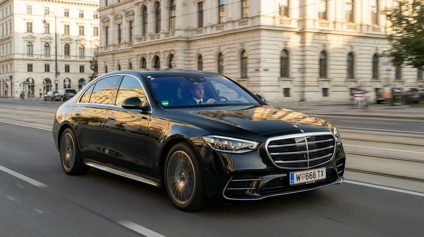 Privat Chauffeur Wien – Mercedes-Benz neben Chauffeur